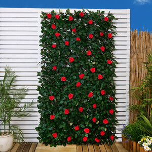 Expanding Red Rose Leaf Fence