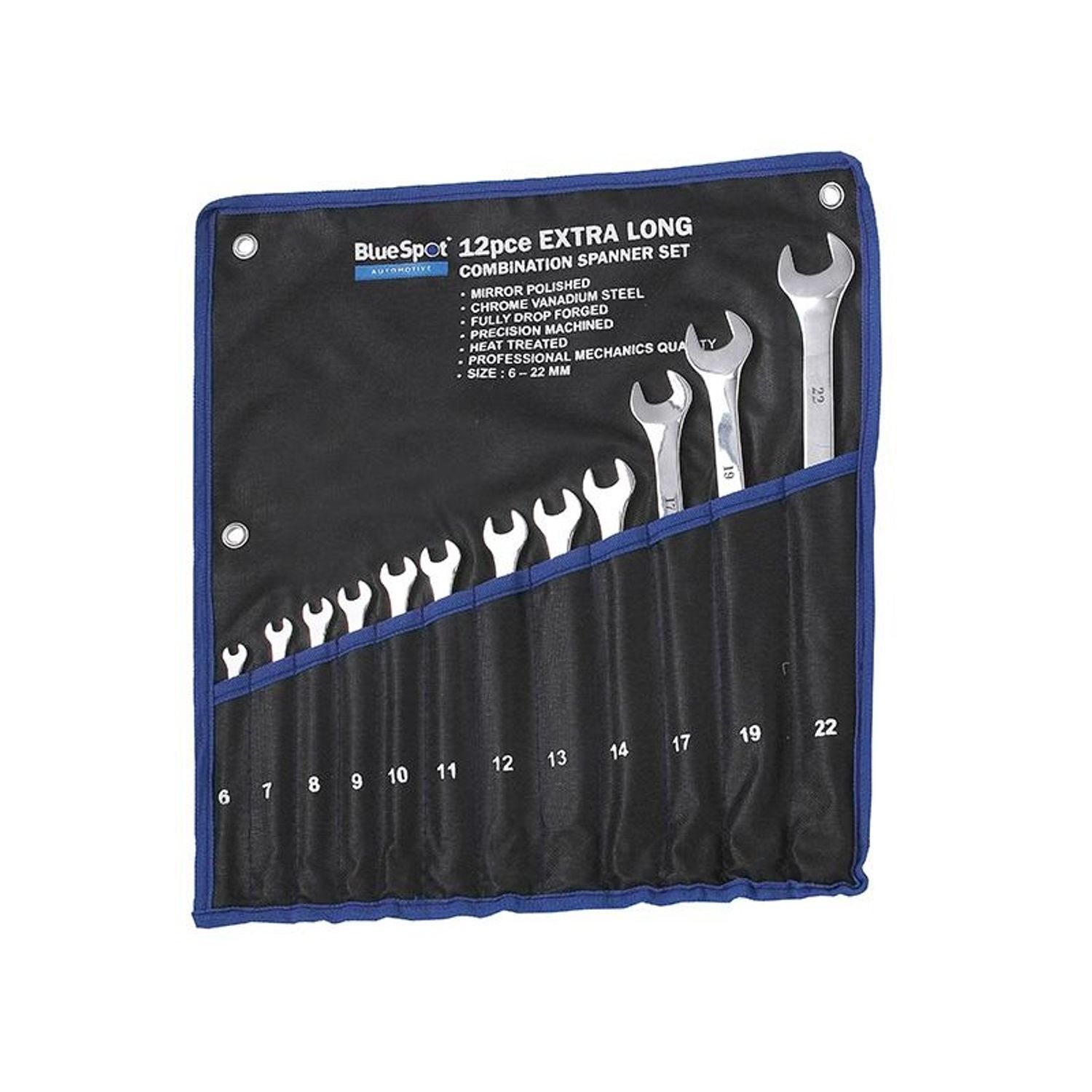 Bluespot Tools Extra Long Combination Spanner Set, 12 Piece