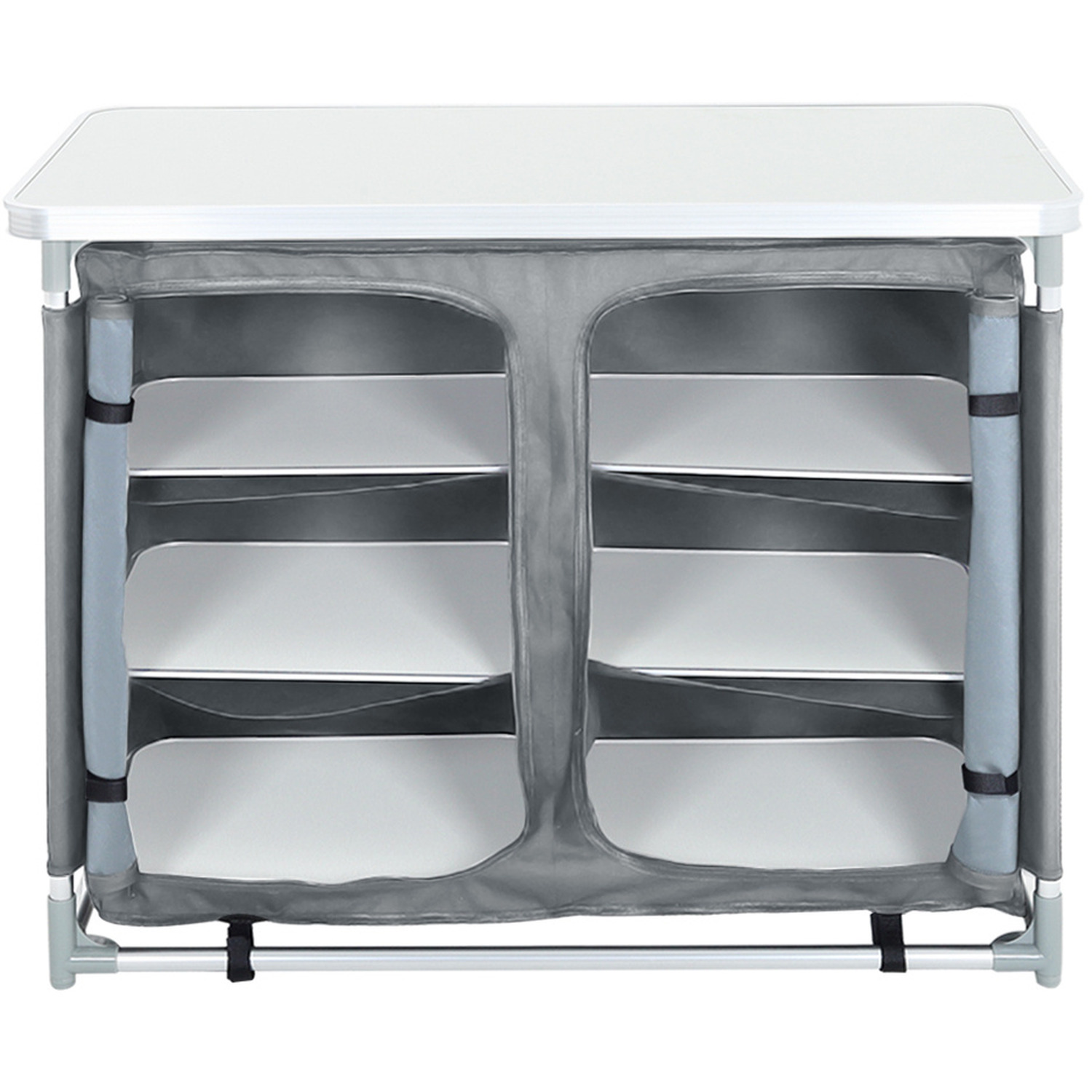 Foldable Camping Kitchen Storage Cabinet With Tabletop - Grey