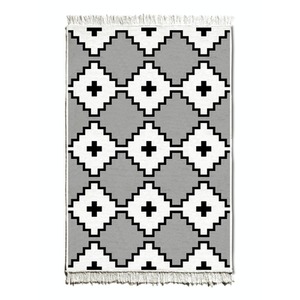 The Mia Blanc And Noir Kilim Rug - 180 cm x 120 cm