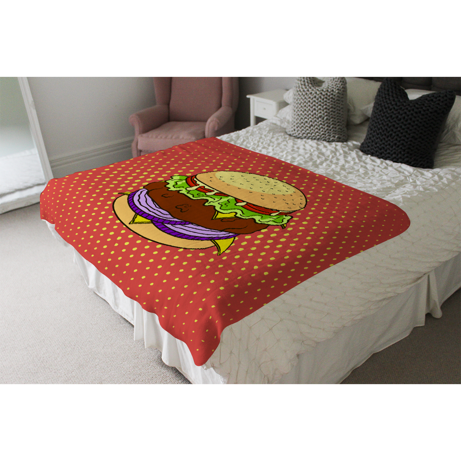 The Pop Art Illustration Of Burger Blanket - Orange