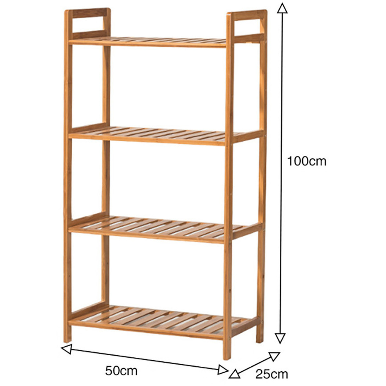 Tiered Bamboo Wood Book Storage Shelf - Brown 100 X 50 X 25cm