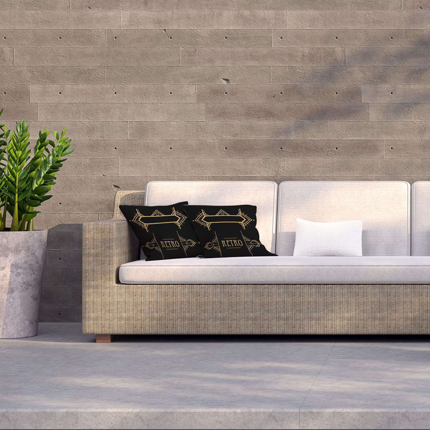 Art deco geometric Outdoor Cushion - Black / 60cm