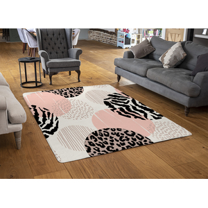 Abstract Geometrics With Animal Print And Circles Rug