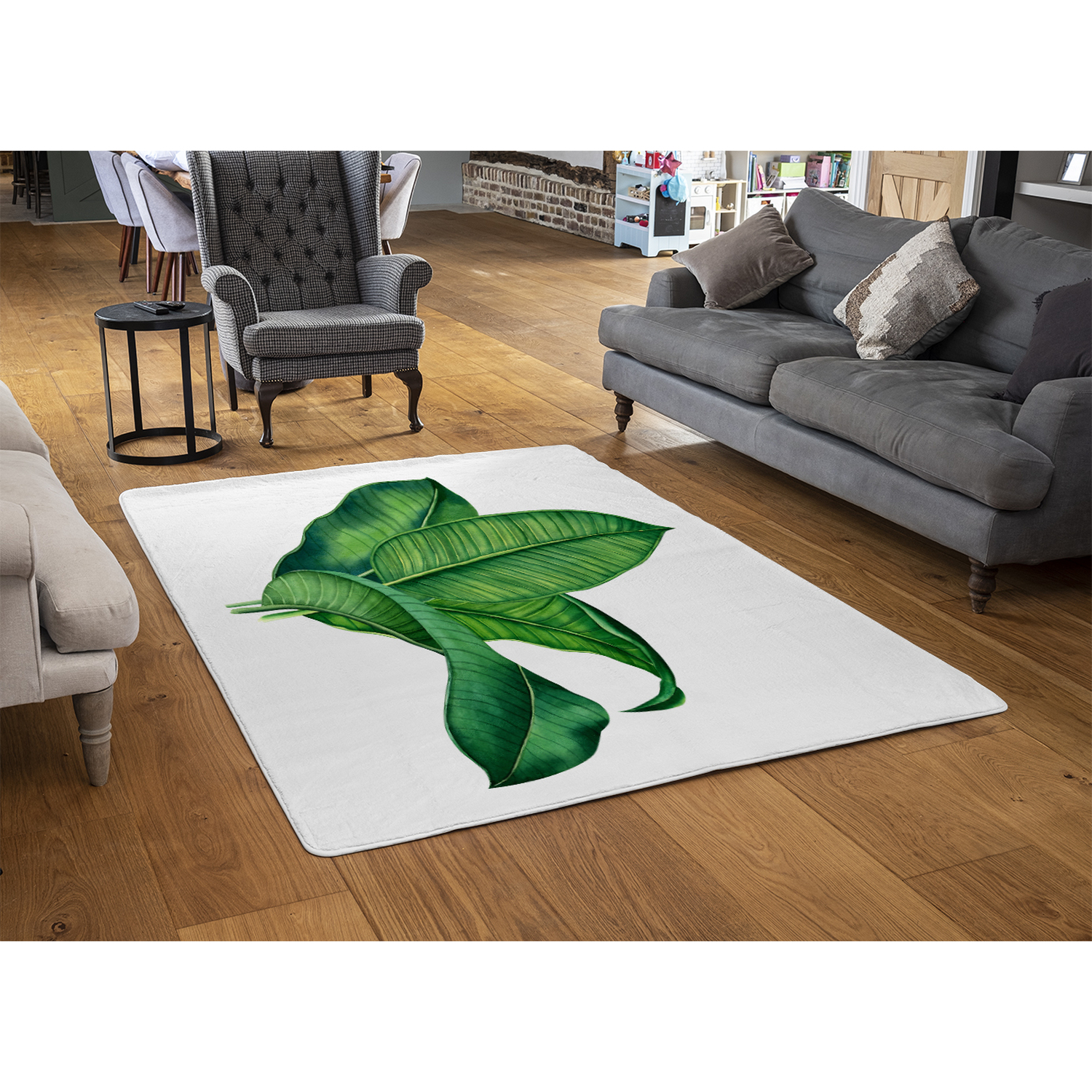 Bunched Leaves Rug - Green / 150cm thumbnail