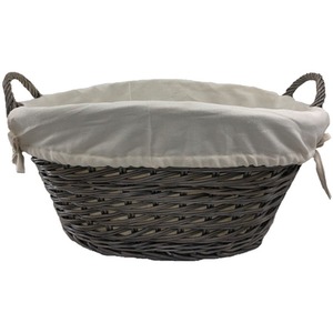 Small Wicker Laundry Basket with White Lining