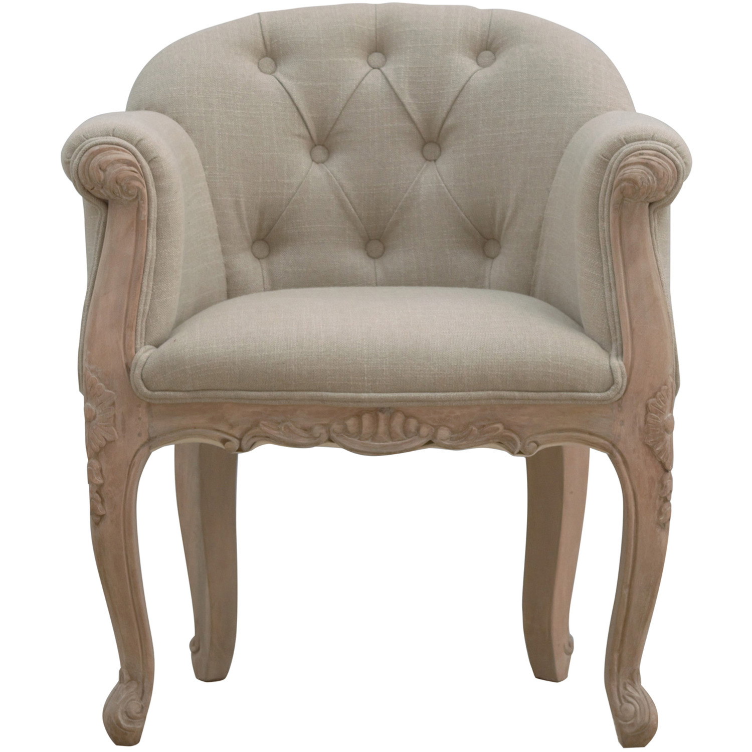 Spring Button Chair Natural Oak-Ish French Style Deep Button Chair