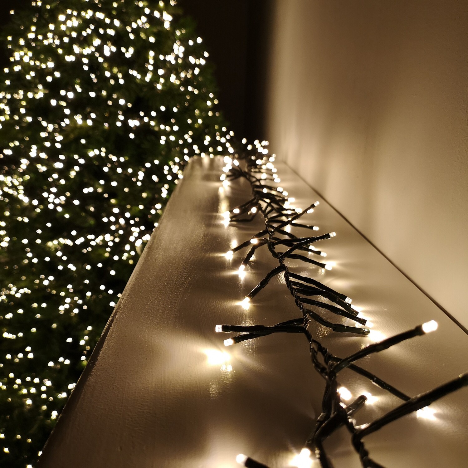 LED Multi Function Cluster Christmas Lights with Timer Facility - Warm white