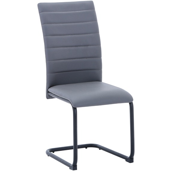 Set of 4 Carlisle Leather Effect Grey Dining Chairs