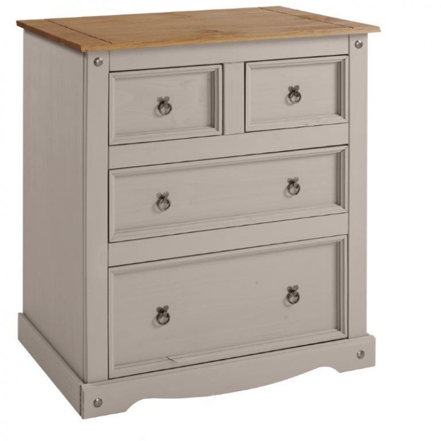 Corona Grey Wax 2 Plus 2 Large Chest Of Drawers Wooden - Distressed Grey Wax
