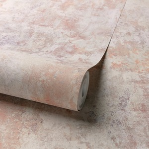 Grandeco Distressed Rustic Industrial Concrete Effect Textured Wallpaper, blush