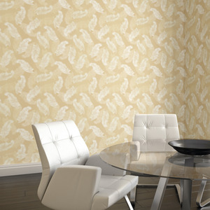 Feathers Gold Wallpaper