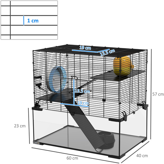 3 Tiers Hamster Cage with Ramps, Exercise Wheel