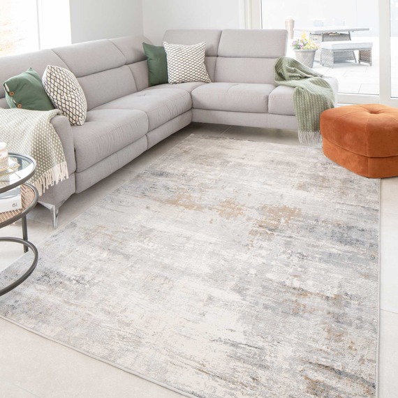 Metallic Distressed Abstract Living Area Rug