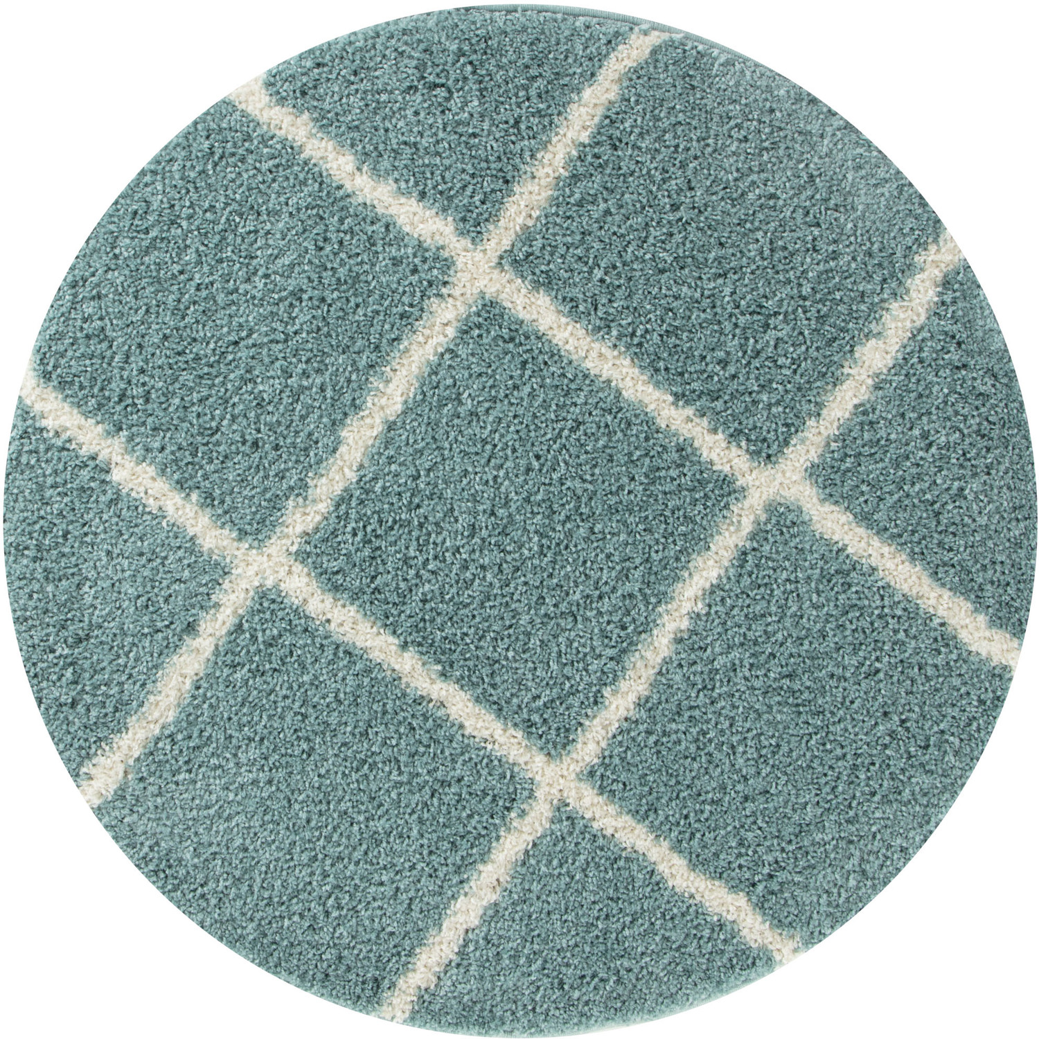 Myshaggy Collection Circle Diamond Design Rug - Duck Egg Blue