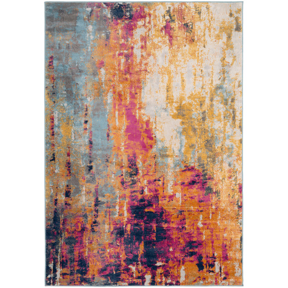 Bold Multicolour Distressed Abstract Living Area Rug
