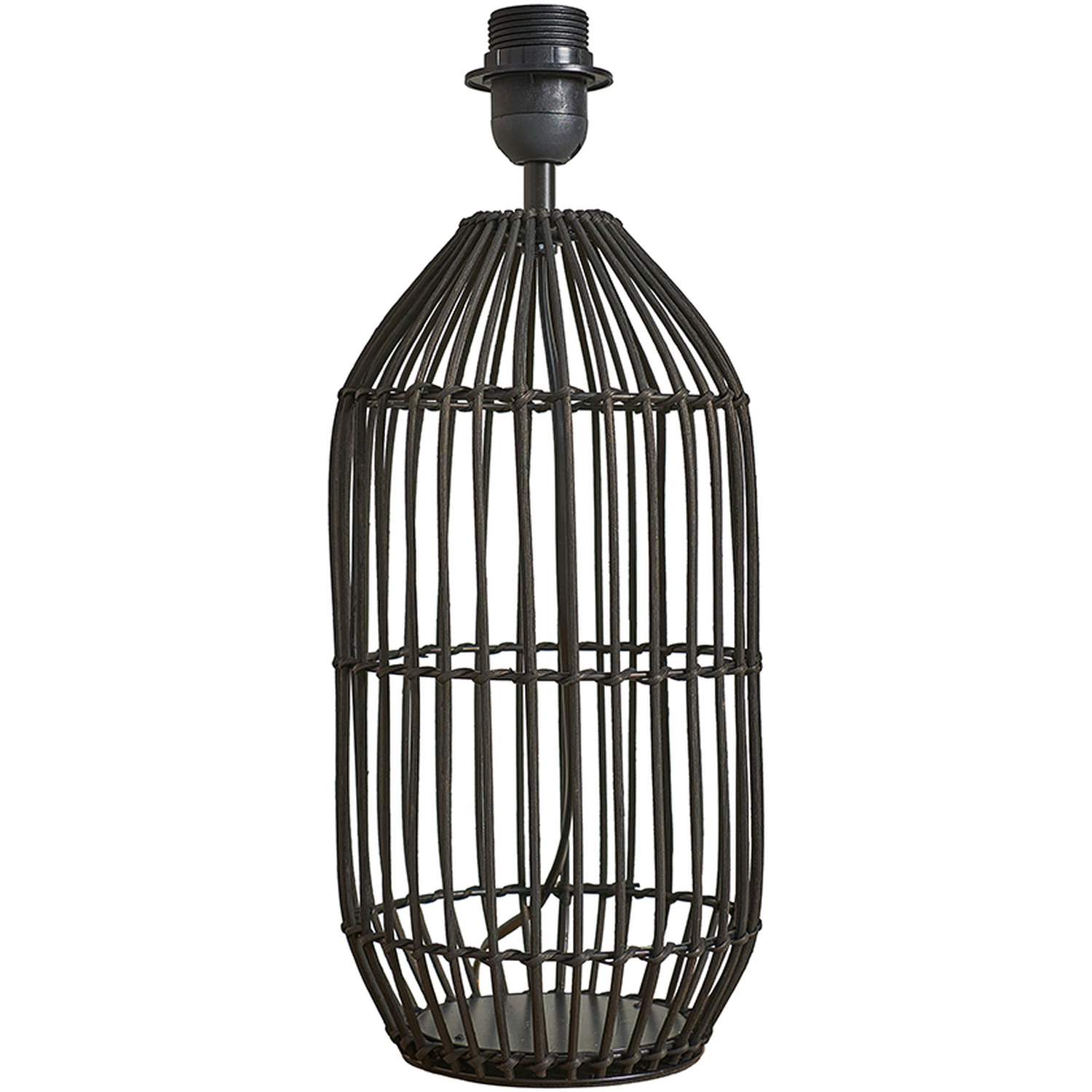 Hollins Large Rattan Cylinder Table Lamp - Matte Black / 16cm / Base Only