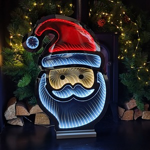 LED Infinity Light Standing Santa Decoration with Wooden Base
