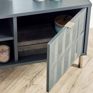 Grey Home Source Siena 2 Door High Gloss TV Stand Storage Unit shot 5082904