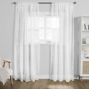 Pair of Pompom Tufted Voile Curtains