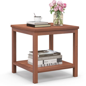 2-Tier Side Table Portable Rectangular End Table