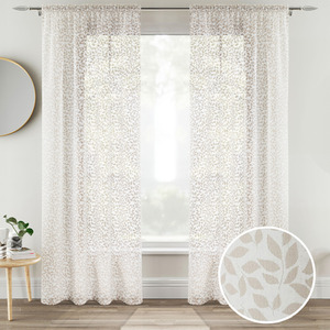 Pair of Sheer Voile Panels with Leaf Print