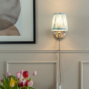 Neely Brushed Chrome Pair of Plug In Wall Lights