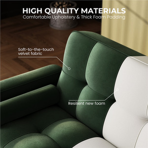 Green Yaheetech Velvet Upholstered Convertible Sofa Bed shot 5978512