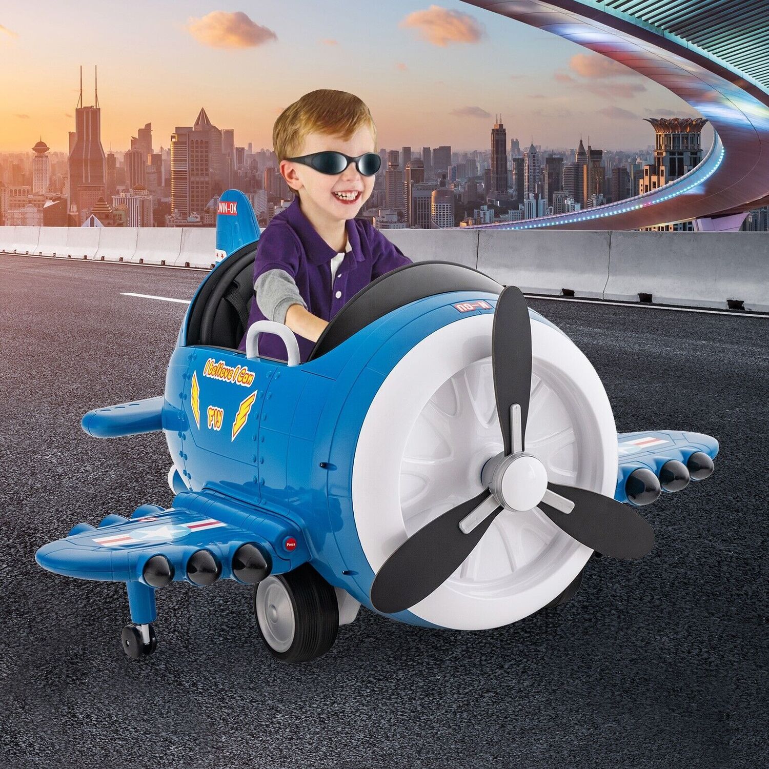 Kids Ride On Plane Car Toy Electric Airplane