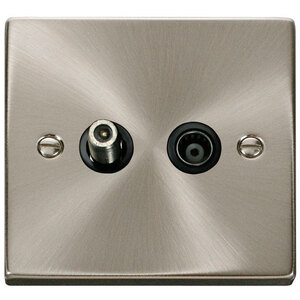Satin  Brushed Chrome Satellite And Isolated Coaxial 1 Gang Socket