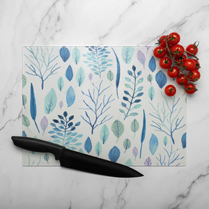 Winter Branches  Leaves Glass Chopping Board