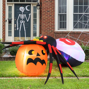 Halloween Lighted Spider with Pumpkin