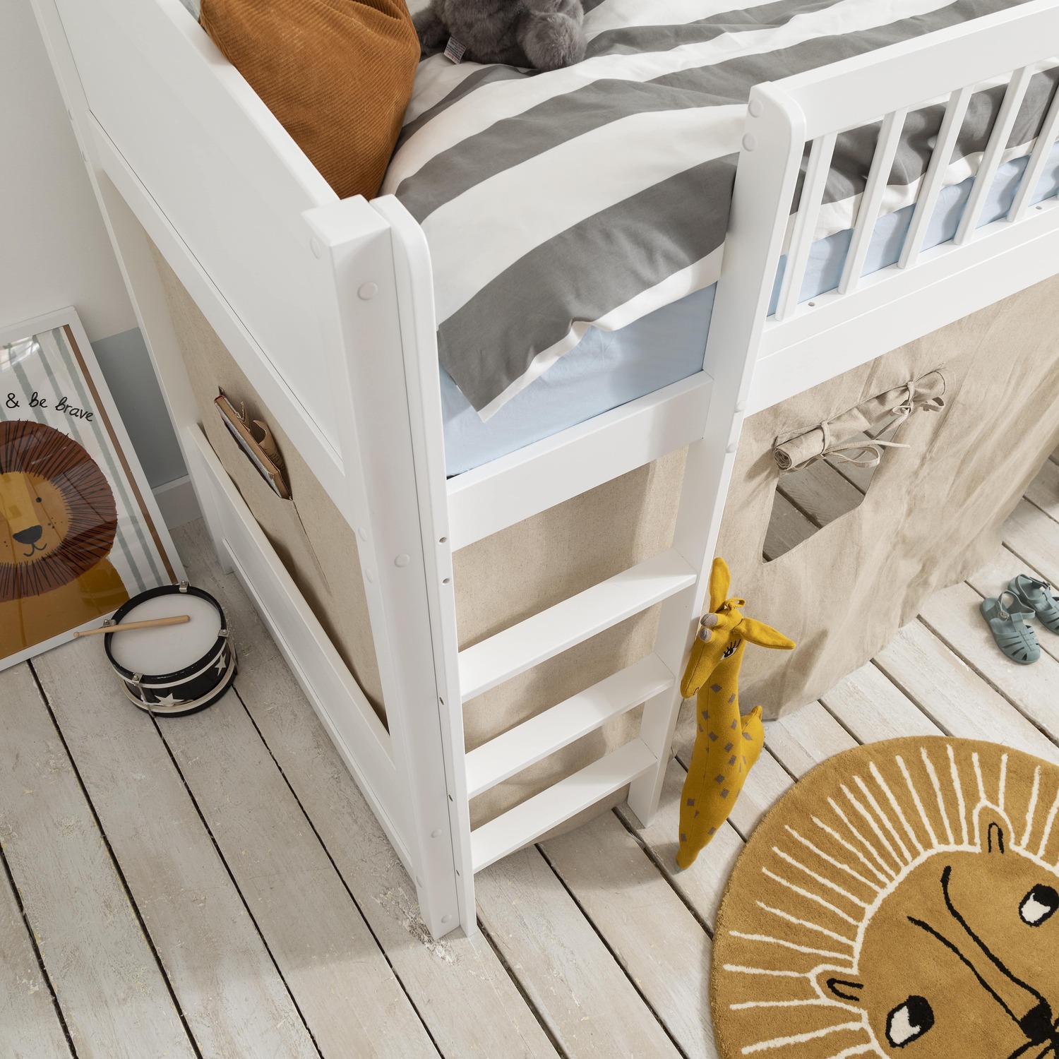 Lottie Midsleeper Cabin Bed - White Cabin Bed Slats Tent Hardware Assembly Guide