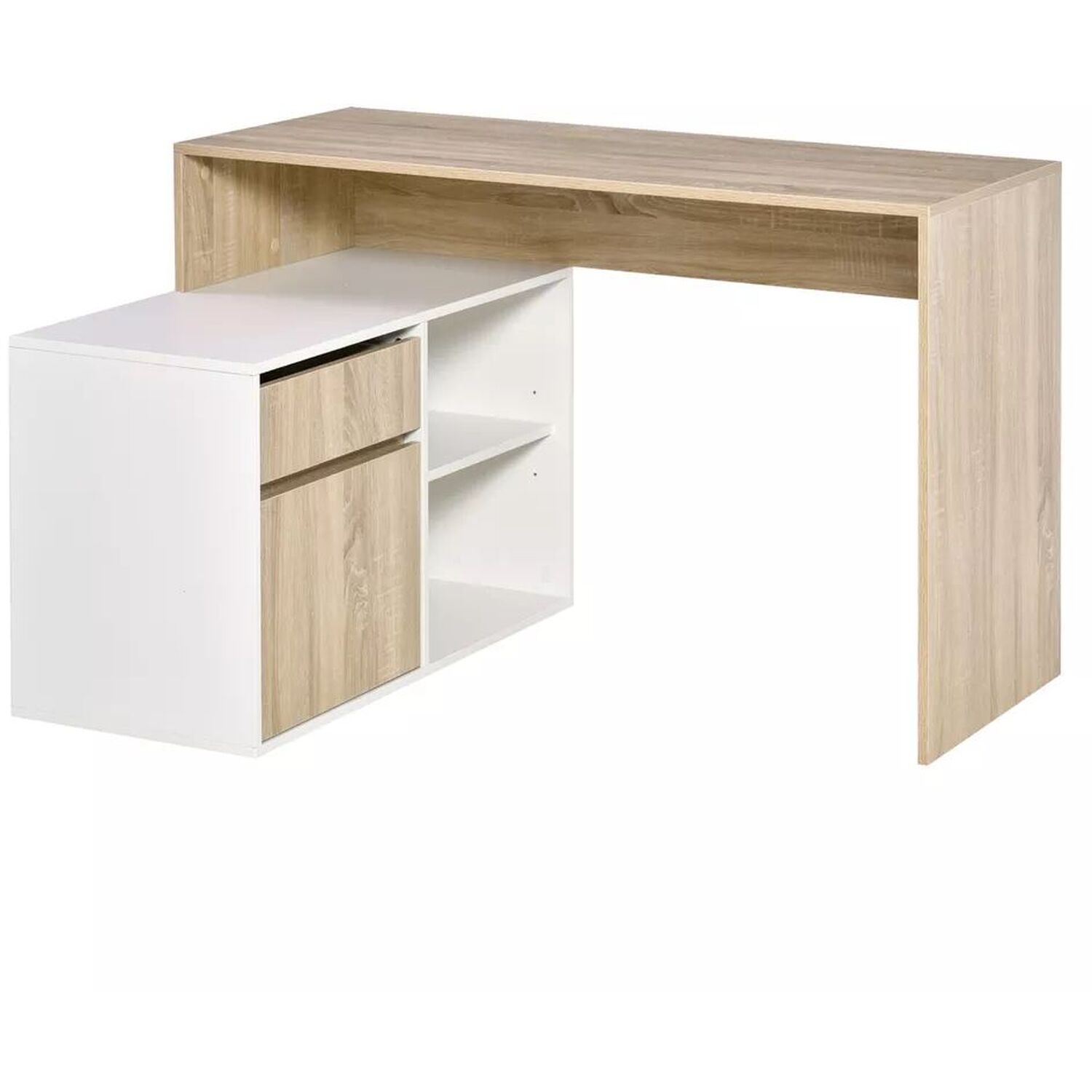 Boho Computer Desk - White And Natural