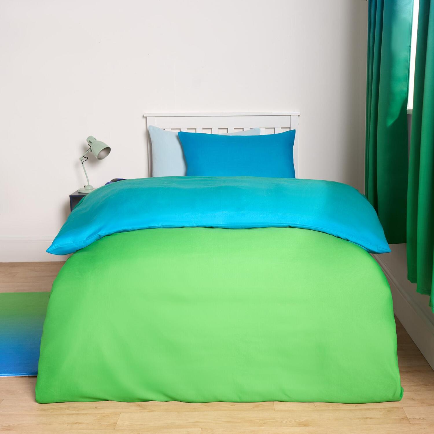 Reversible Ombre Duvet Cover Set - Green Double