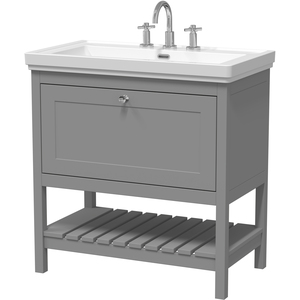 Floor Standing 1 Drawer Vanity 3 Tap Hole Fireclay Basin Grey 800mm