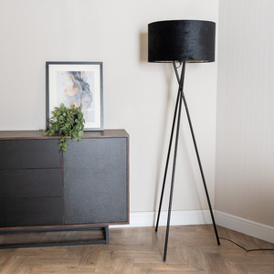 Camden Tripod Floor Lamp with Velvet Drum Shade