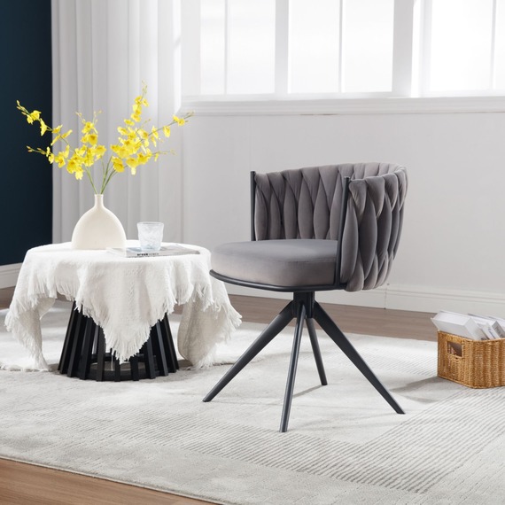 Reno Round Back Grey Velvet Accent Chair