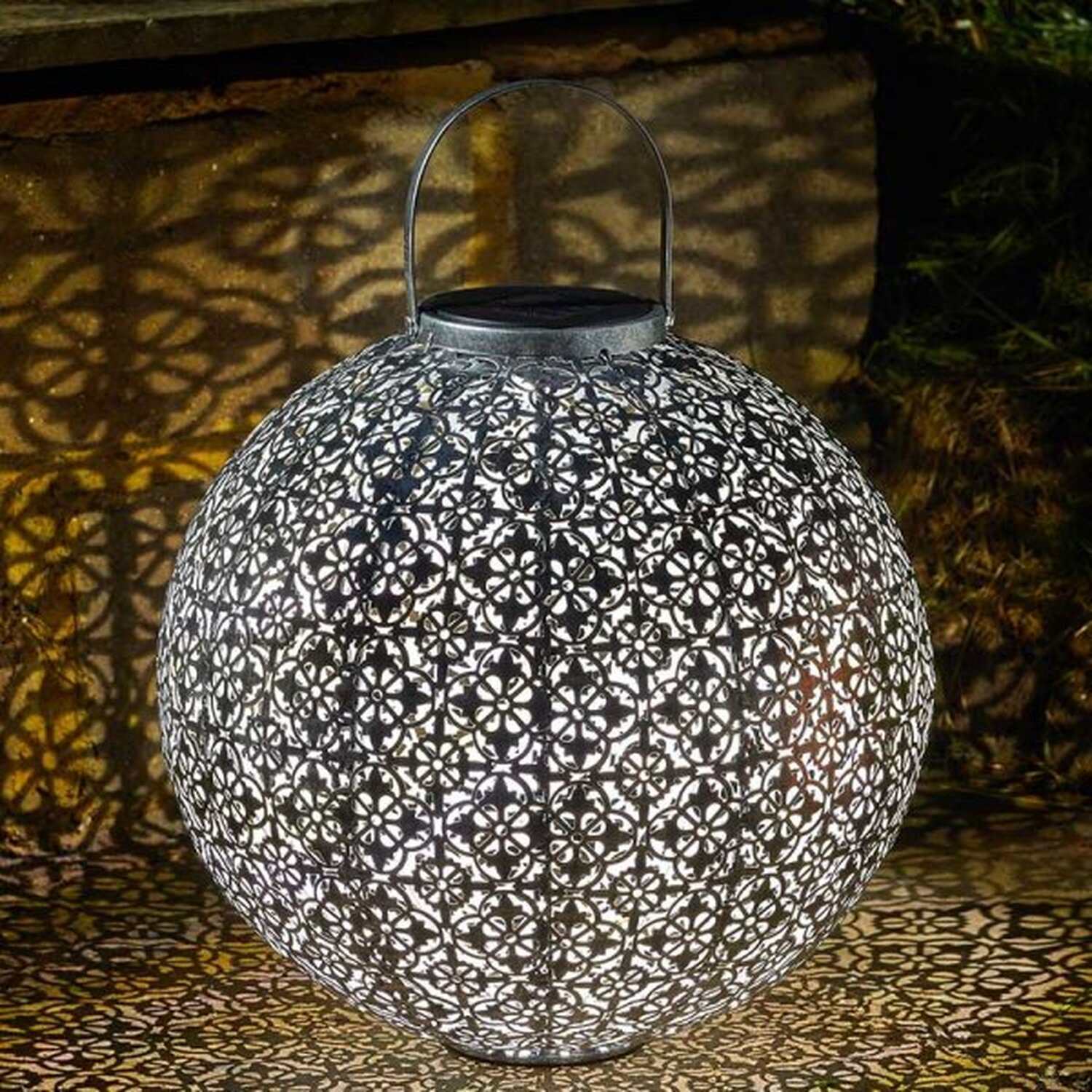 Image of Solar Ornate Damasque Lantern - Silver