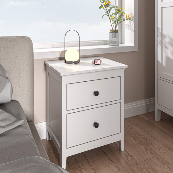 Bellevue 2 Drawer Bedside Table Compact Unit 