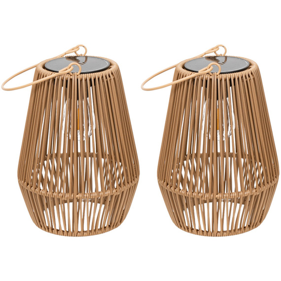 2 Pack Solar Powered Outdoor Faux Bamboo Lanterns