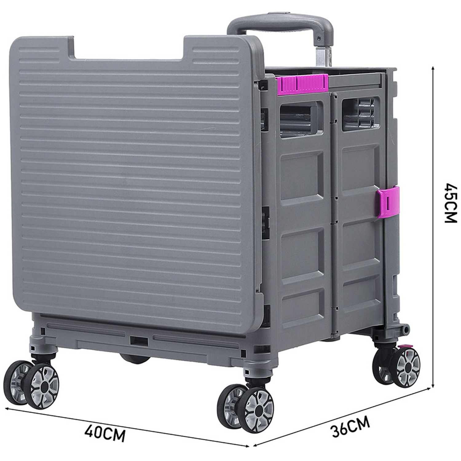 Collapsible Rolling Utility Crate with Magnetic Lid and Adjustable Handle