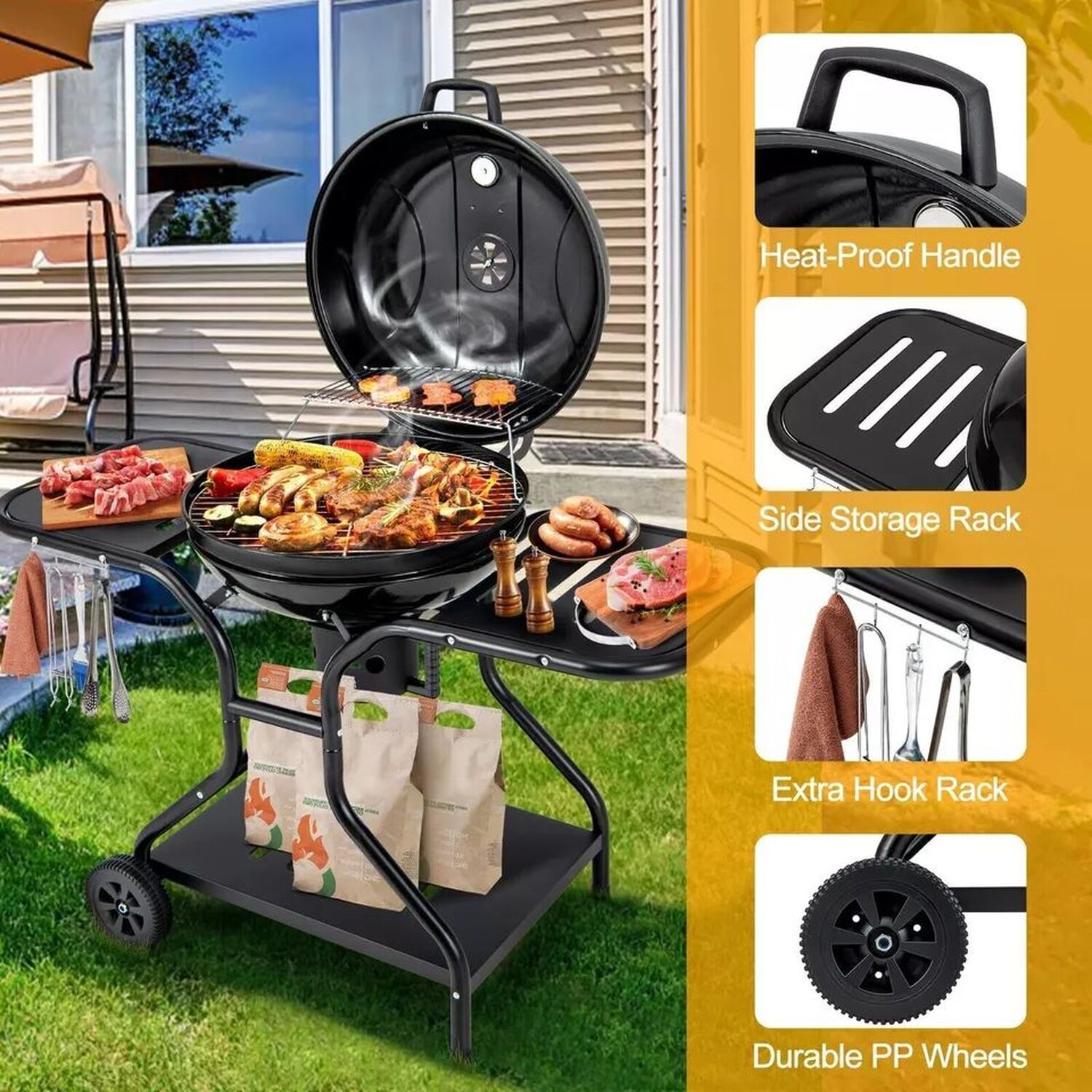 Outside Grill Rack 2 Layer Racks Outdoor Charcoal Grill Portable Barbecue
