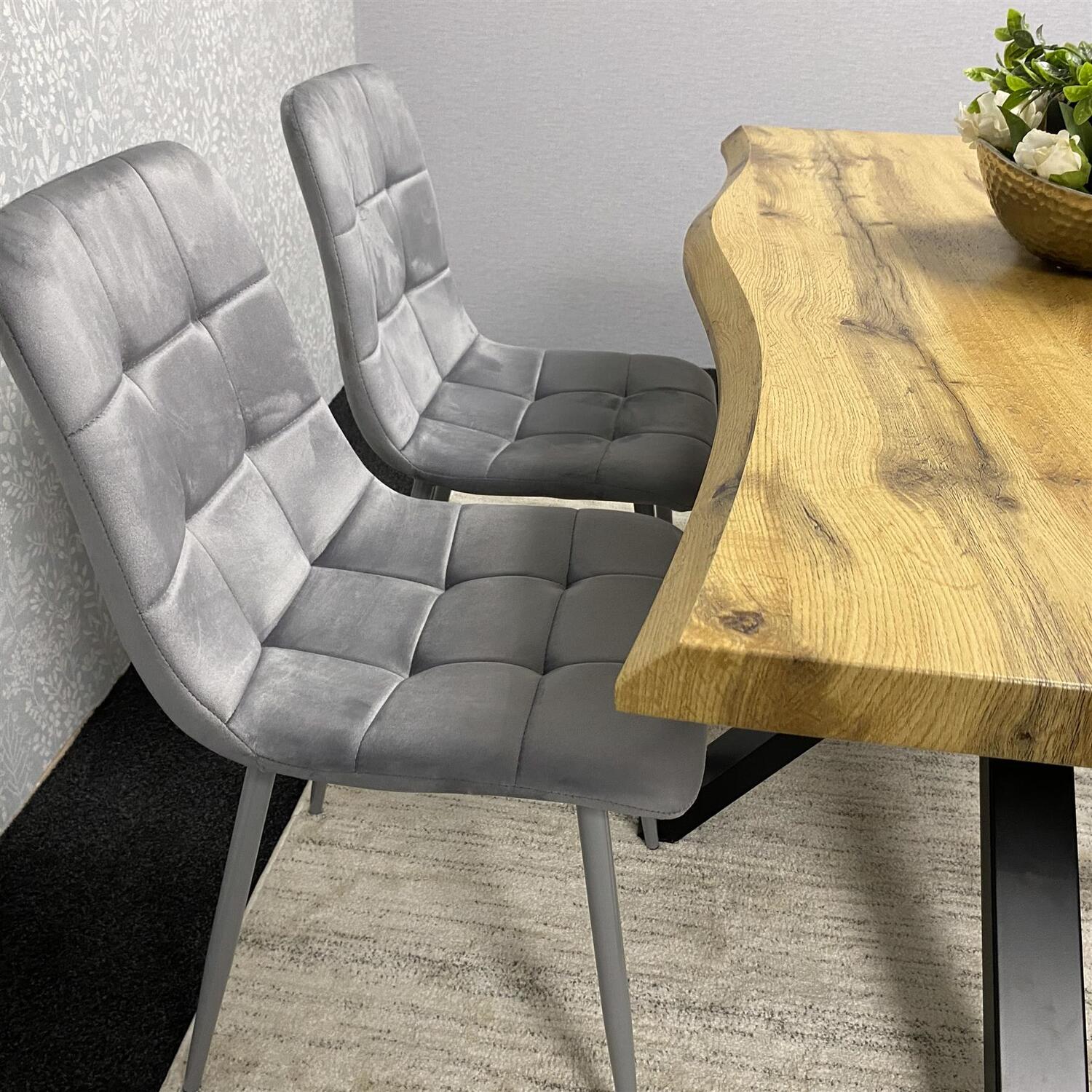 Dakota Dining Set With Velvet Chairs And Bench - Grey 117cm