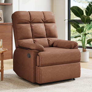 Brown Faux Leather Upholstered Recliner Armchair