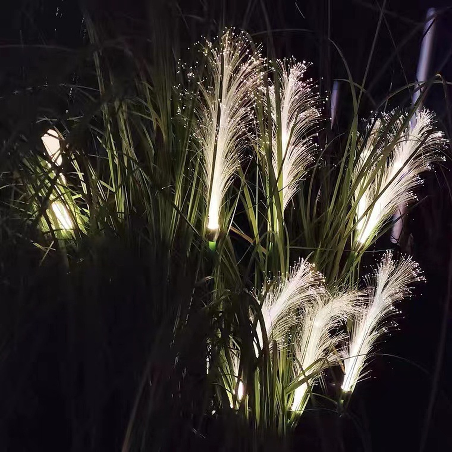 LED Solar Fibre Optic Reed Garden Simulation Landscape Ground Plug Lights