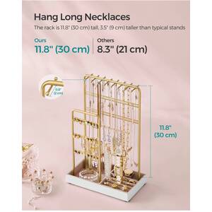 SONGMICS Jewellery Display Stand Organiser with Velvet Tray