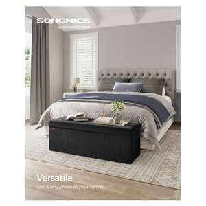 SONGMICS Velvet Storage Ottoman with Tufted Design