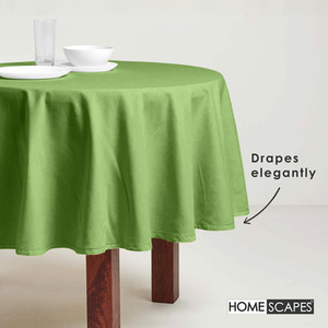 Olive Plain Cotton Round Tablecloth shot 9903330