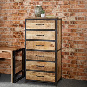 Industrial Tall Chest of 6 Drawers